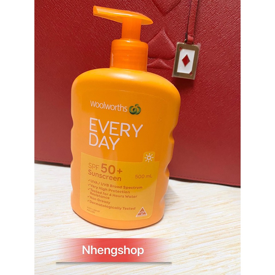 [500/1000ml] Kem chống nắng Woolworths Everyday SPF 50+