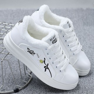 ⊙Basic white shoe female students the new winter 2019 han edition plus velvet shoes joker autumn leisure cotton