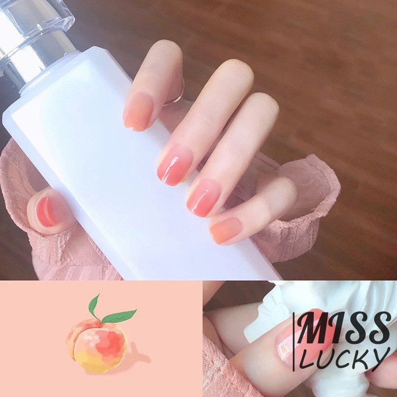 Bộ 24 móng tay giả màu hồng gradient thời trang cho nữ