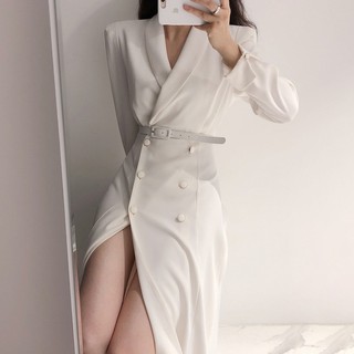 [order 7-15 ngày] Đầm cổ vest thiết kế kèm đài MS105