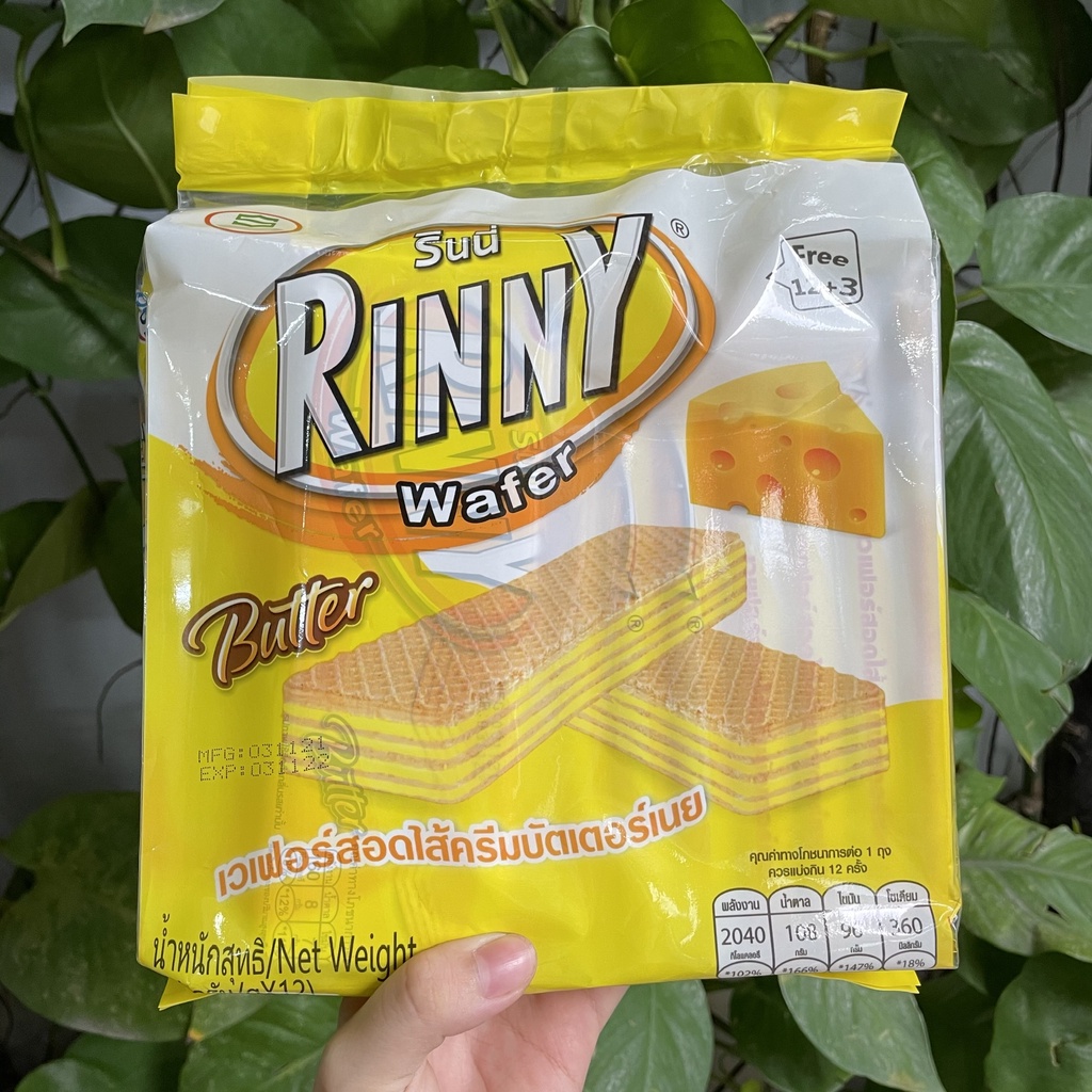 Bánh Xốp Thái Lan Rinny Bơ Butter Wafer (Túi 12 gói x 34g)