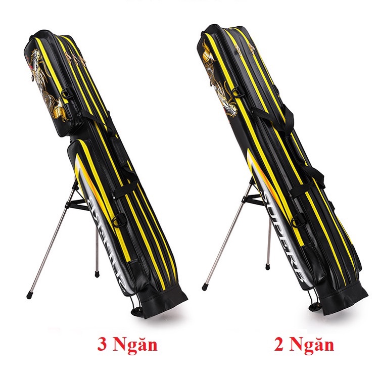 Bao Đựng Cần Câu Đài 1m25 Super Dragon 3 Ngăn Phụ Sức Chứa Lớn Có Giá Đỡ Cao Cấp