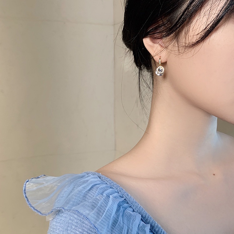 Bông tai bạc s925 đính đá zircon phong cách Hàn Quốc cho nữ