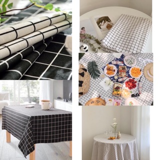 Phông nền, vải canvas, khăn trải bàn kẻ đen, trắng
