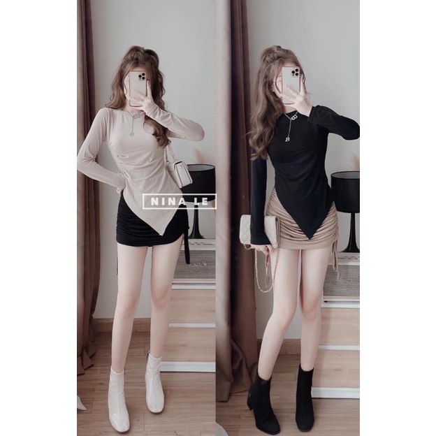 Set Áo Kèm Chân Váy Vạt Chéo Hót Trend