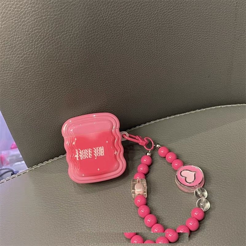 Vỏ Bảo Vệ Hộp Sạc Tai Nghe Bluetooth airpods 1 2 pro Bằng tpu Mềm Gắn Móc Khóa Và Hạt In Chữ &amp; Hoa Hồng Dễ Thương Mới