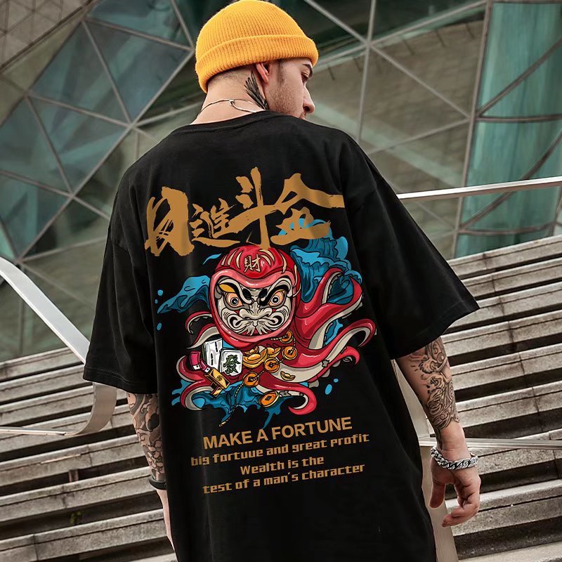 Áo Thun Tay Ngắn Cổ Tròn Cỡ Lớn M-8XL Phong Cách Hip Hop Đường Phố Cho Nam