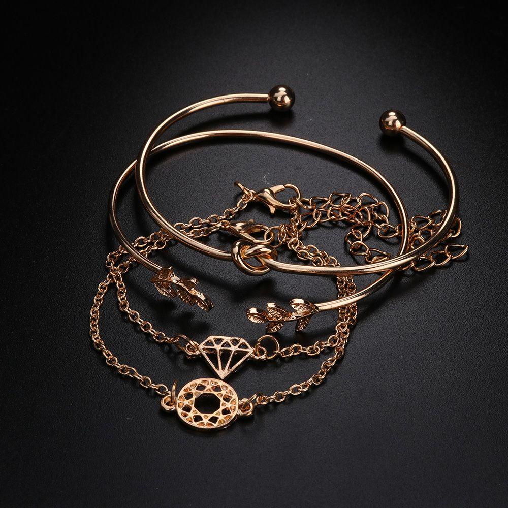 HS Set 4 Vòng Tay Hợp Kim Hở Kiểu Dáng Thời Trang