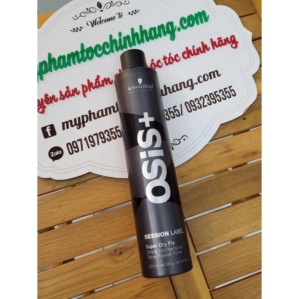 KEO XỊT GIỮ KIỂU TÓC CỨNG OSIS+ SESSION LABEL SUPER DRY FIX 500ML