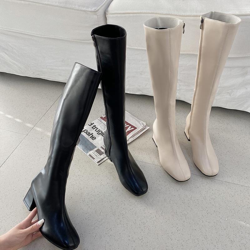 Giày Bốt Cổ Cao Khoá Cạnh Chất Mềm MMM Đế Vuông