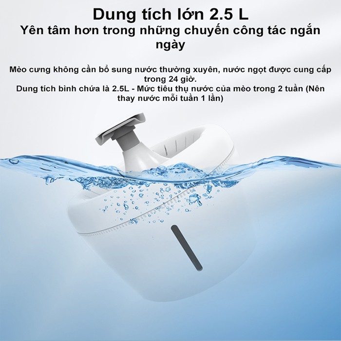 Máy uống nước tự động cho chó mèo ELS (có đài phun) 2,5 l