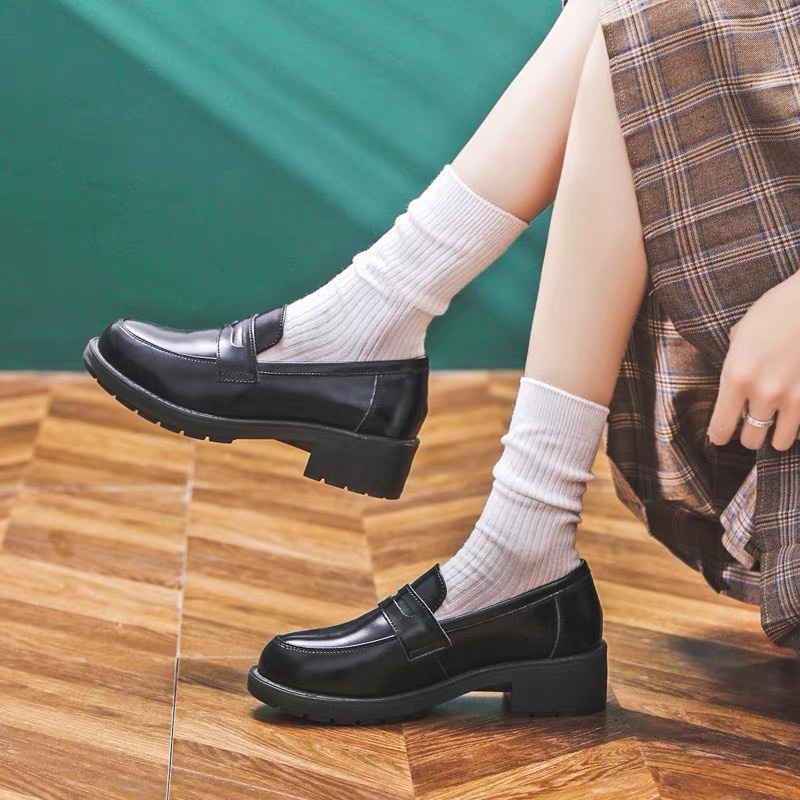 Joshi loafers phiên bản đế cao 5cm - Giày da bò nữ phong cách vintage, retro