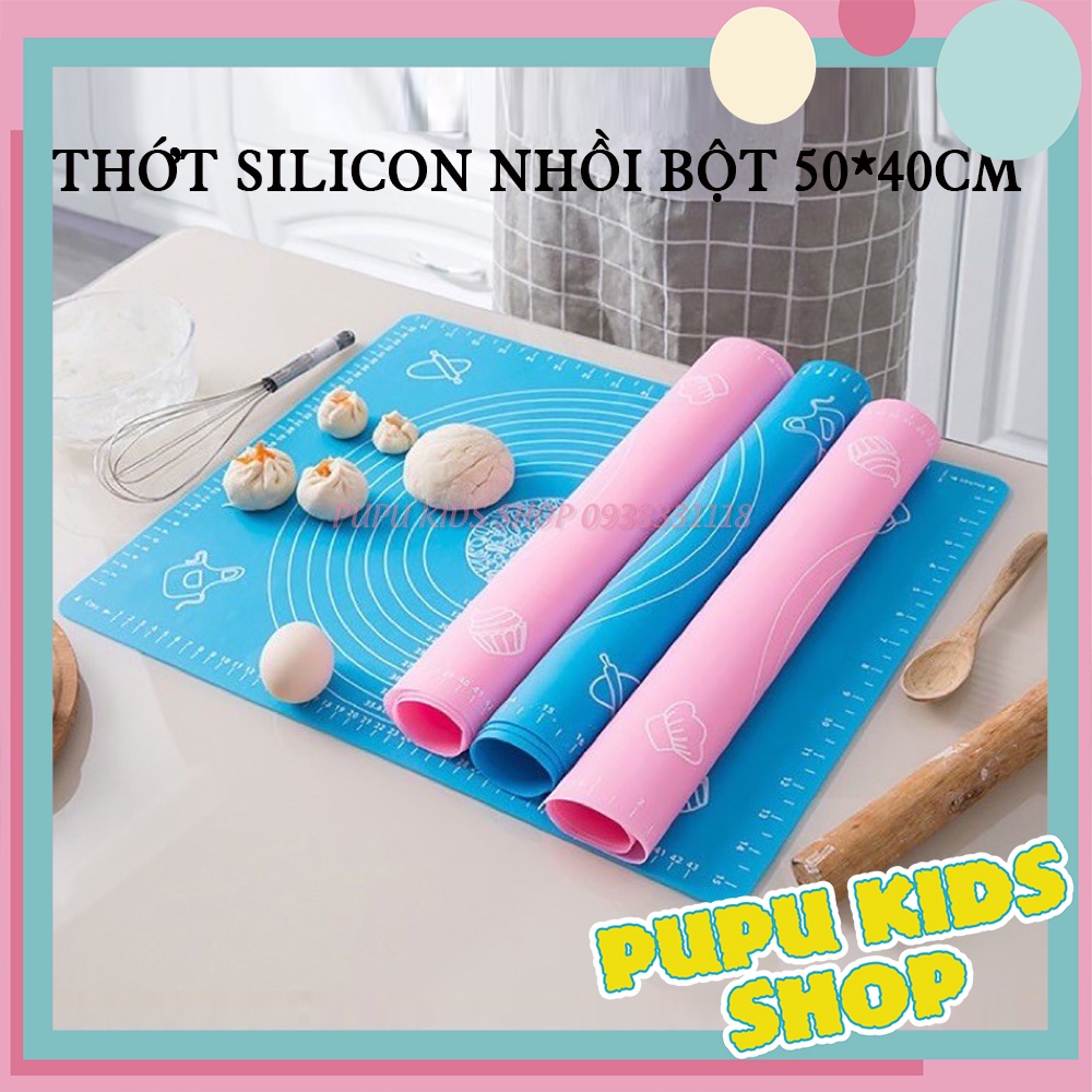 Thớt Nhựa Silicon Dẻo Có Chia Vạch Chuyên Dụng Nhồi Bột Làm Bánh Size Lớn 50*40cm