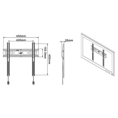 Giá treo tivi siêu mỏng 2,6 cm - Hàng nhập khẩu - Model NB D2F 32 - 55 inch