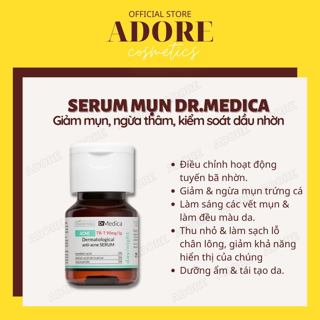 Serum Bielenda Dr Medica 30ml giảm nhờn, se khít lỗ chân lông, giảm thâm, giảm mụn, cải thiện làn da nhờn