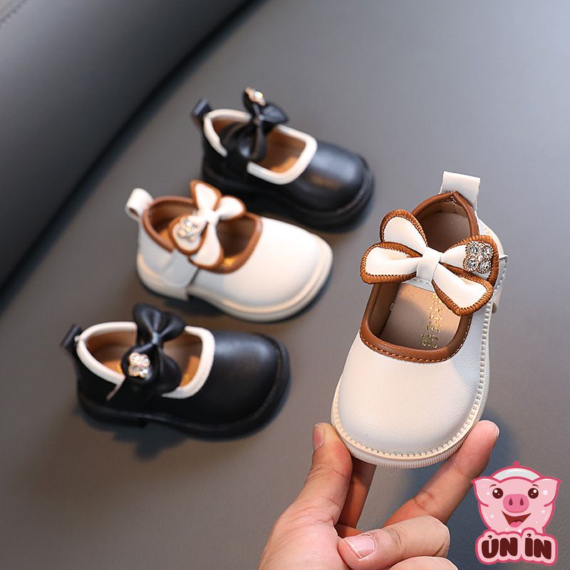 Giày bệt tập đi bé gái, Giày búp bê quai dán Nơ thêu đính đá đáng yêu đế mềm nhẹ chống trơn trượt tốt cho bé M318