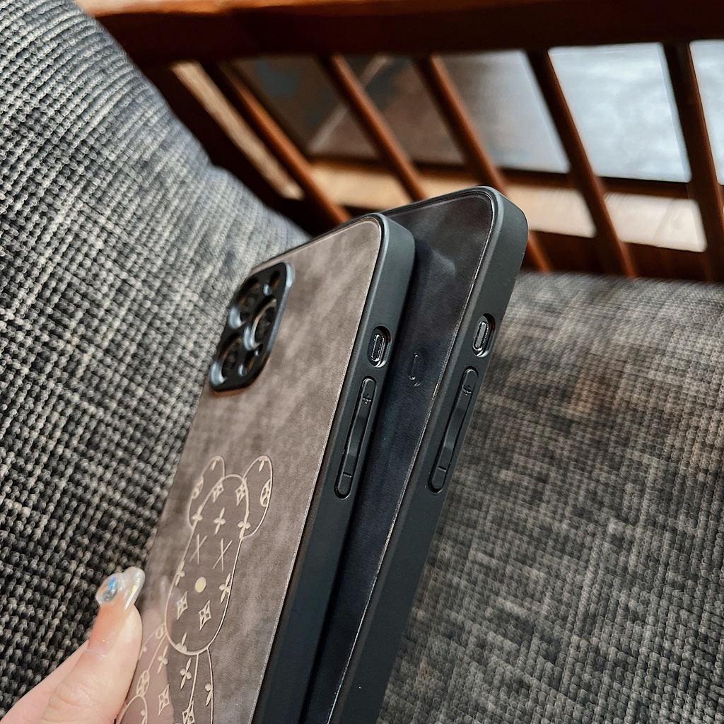 Ốp lưng iphone ốp Điện Thoại Mặt Kính Nhám In Hình Gấu Hoạt Hình Cho iPhone 14 13 12 11 PROMAX XS XR XSMAX SE2020 6 7 8PLUS