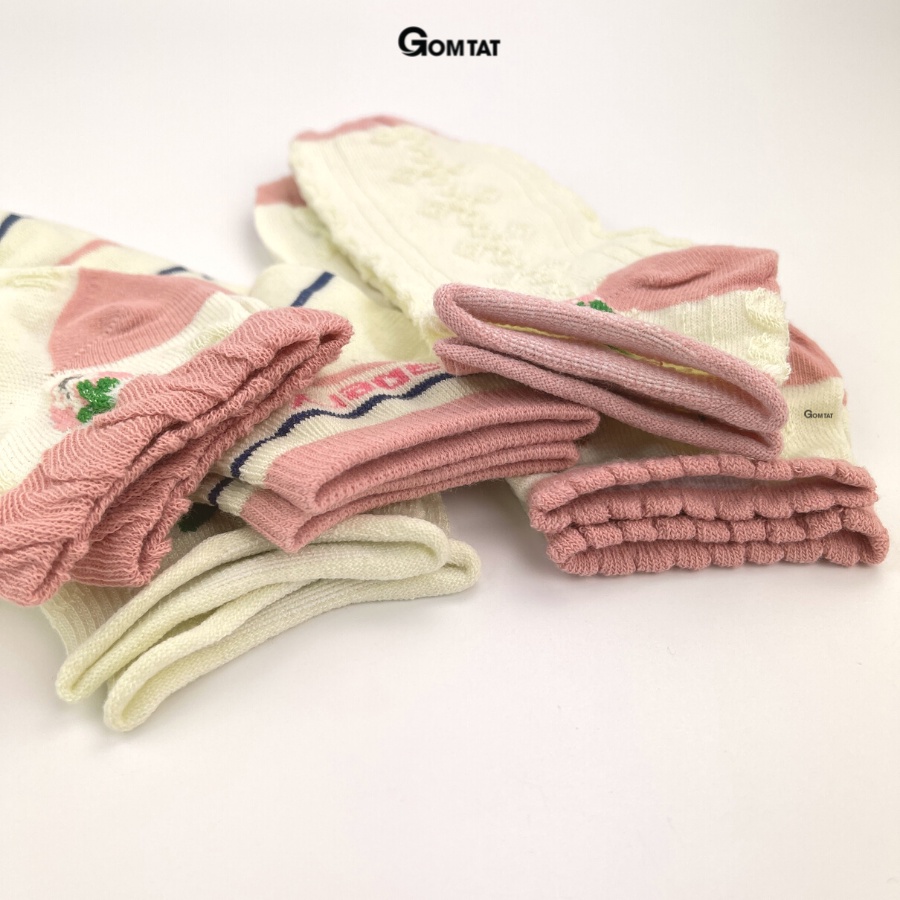 Set 5 đôi tất nữ cổ ngắn GOMTAT thời trang Hàn Quốc họa tiết dễ thương, chất liệu mềm mỏng thoáng mát- CB075