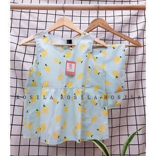 Bộ lửng babydoll chất vải kate họa tiết quả chanh