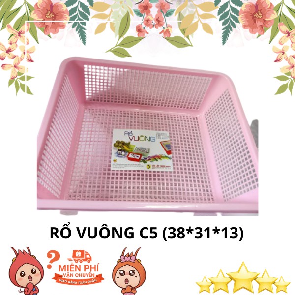 {Chính Hãng}Rổ nhựa vuông Tân Lập Thành đựng đồ/ lưu trữ C5 (38*31*13CM)