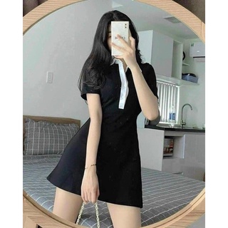Váy cổ sơ mi trắng