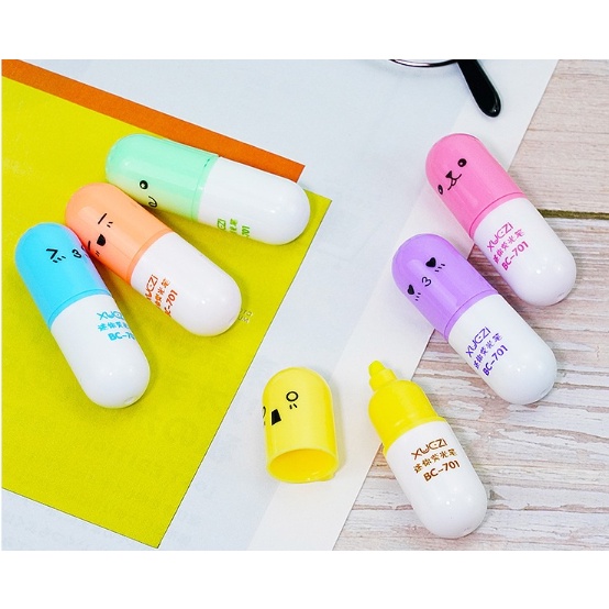 Bút nhớ dòng mini hình viên nang BNO1 dễ thương viết highlight