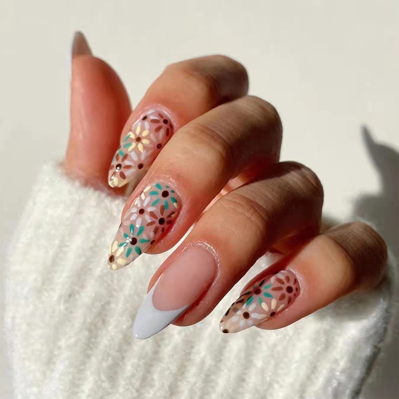 Bộ 24 Móng Tay Giả Bằng Acrylic Nhiều Màu Sắc Dễ Thương Cho Nữ