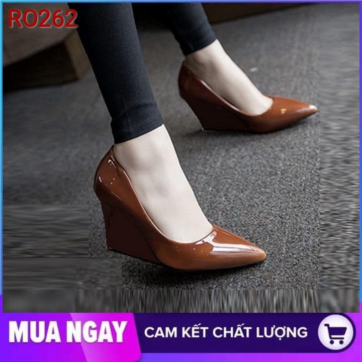 Giày cao gót nữ đẹp đế vuông 7cm hàng hiệu rosata hai màu đen nâu ro262