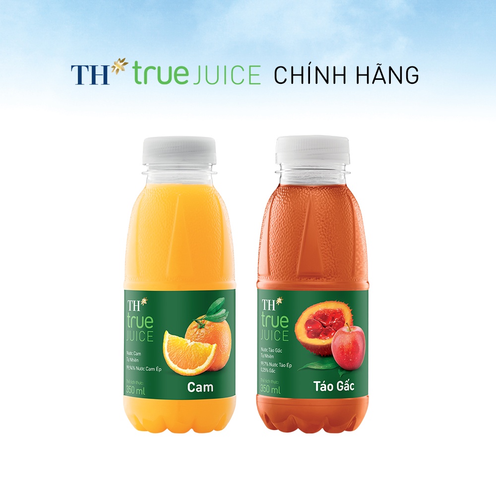12 Chai nước táo gấc tự nhiên và nước cam tự nhiên TH true Juice 350ml (350mlx12)