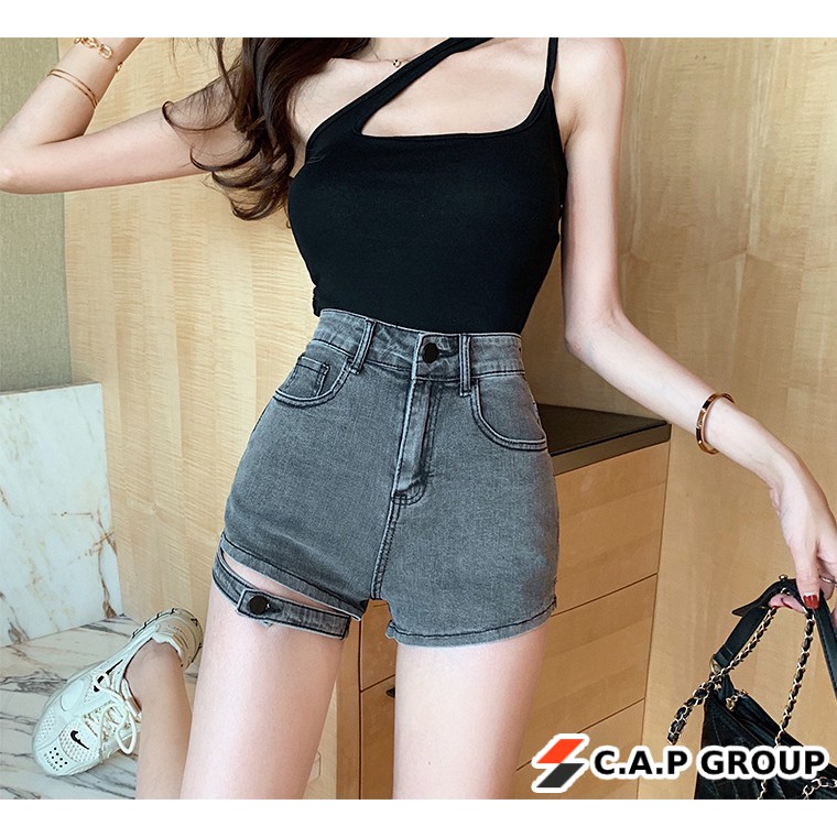 Quần short Jeans nữ cạp cao VÒNG CHÂN CÀI quần đùi sooc bò lưng cao sexy phong cách Hàn Quốc cực chất - MS155