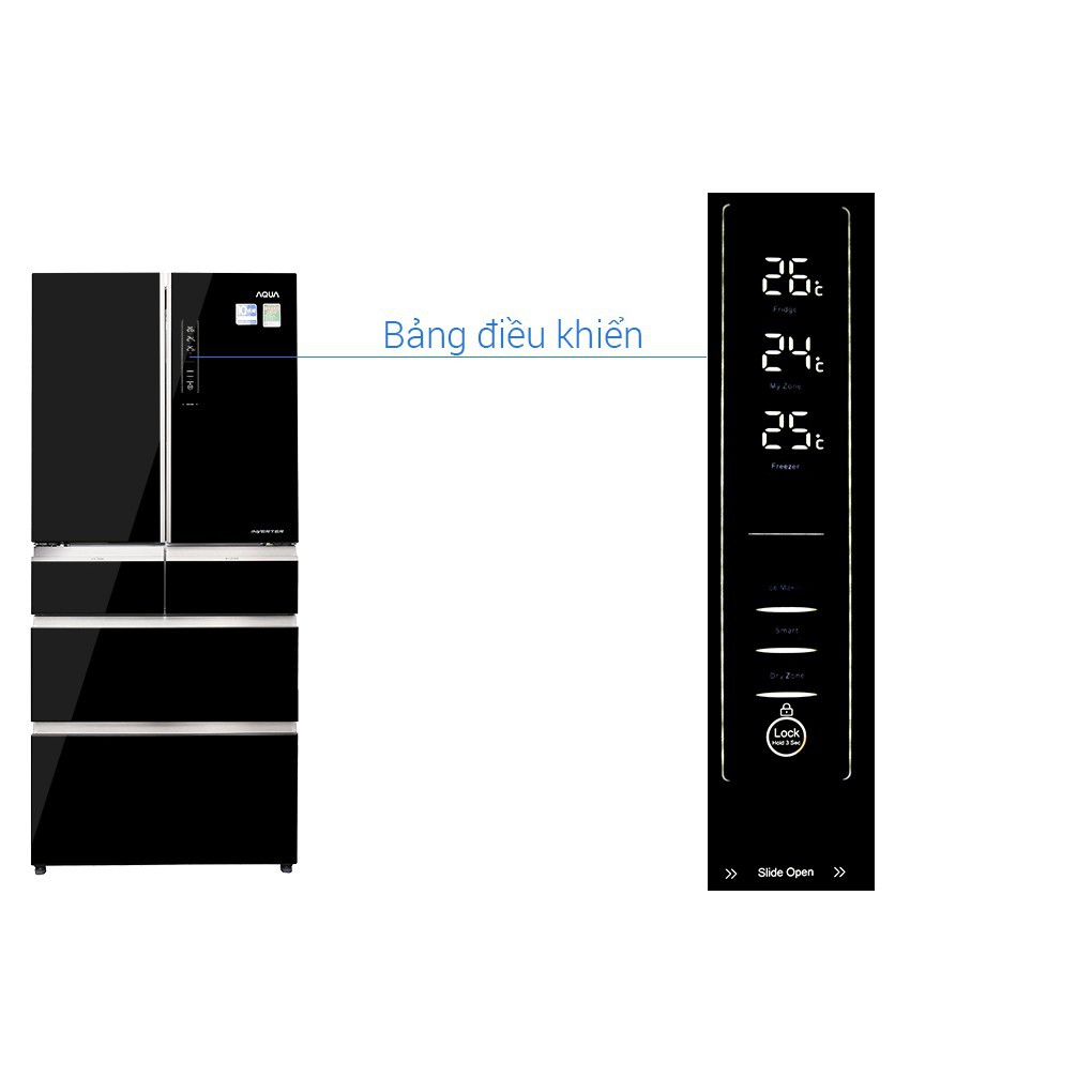 [ VẬN CHUYỂN MIỄN PHÍ KHU VỰC HÀ NỘI ]  Tủ lạnh Aqua 6 cửa màu đen 553/515 lít AQR-IG686AM(GB)