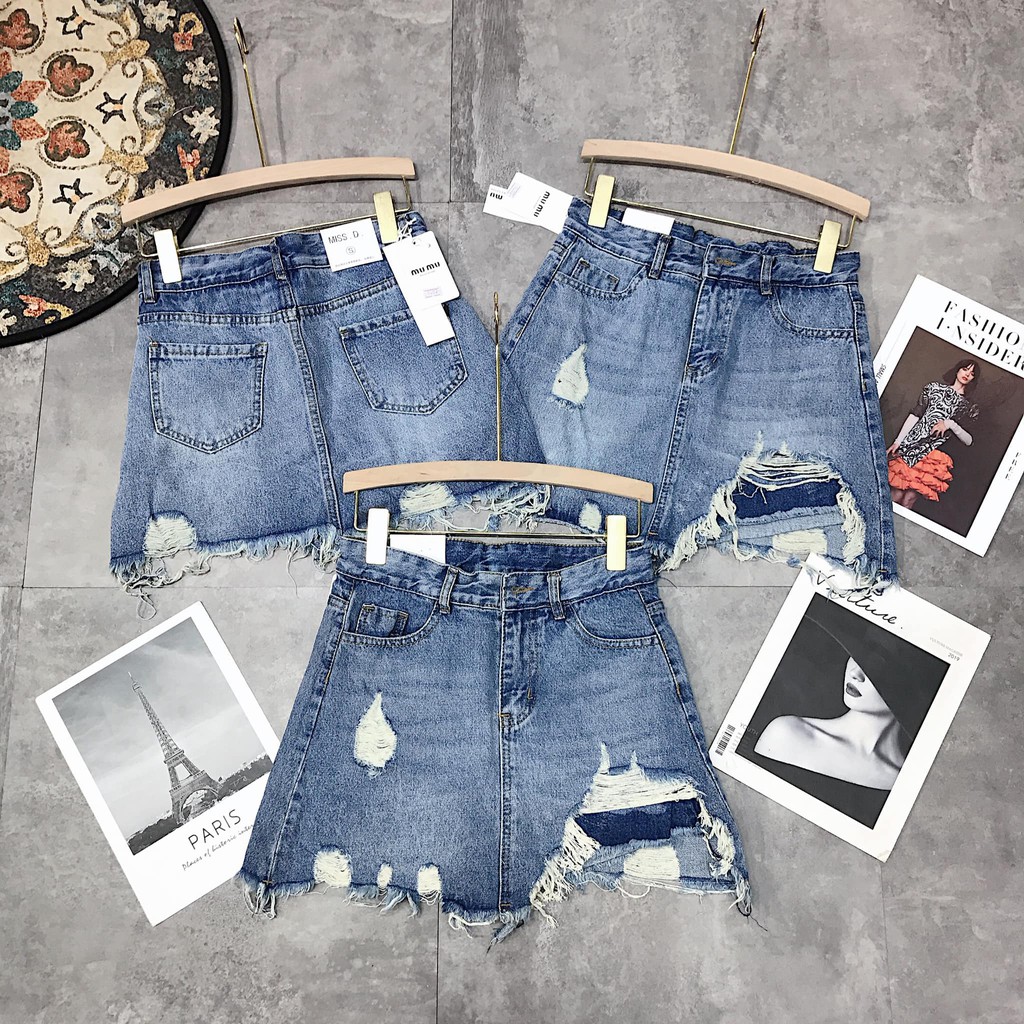 Chân váy jeans rách vạt lệch mã 1252 (kèm ảnh thật) | BigBuy360 - bigbuy360.vn