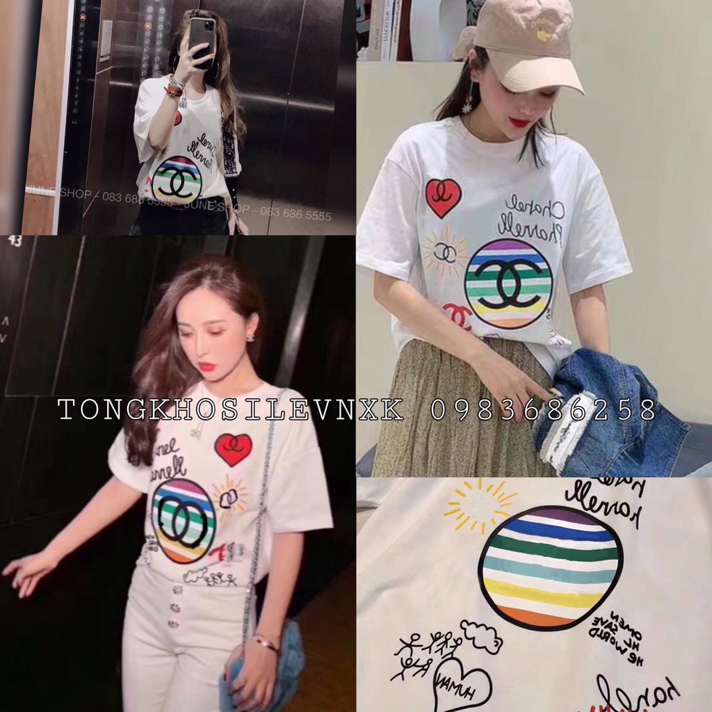 ÁO PHÔNG TRẮNG IN TRÁI TIM HỌA TIẾT CHỮ HOT HIT