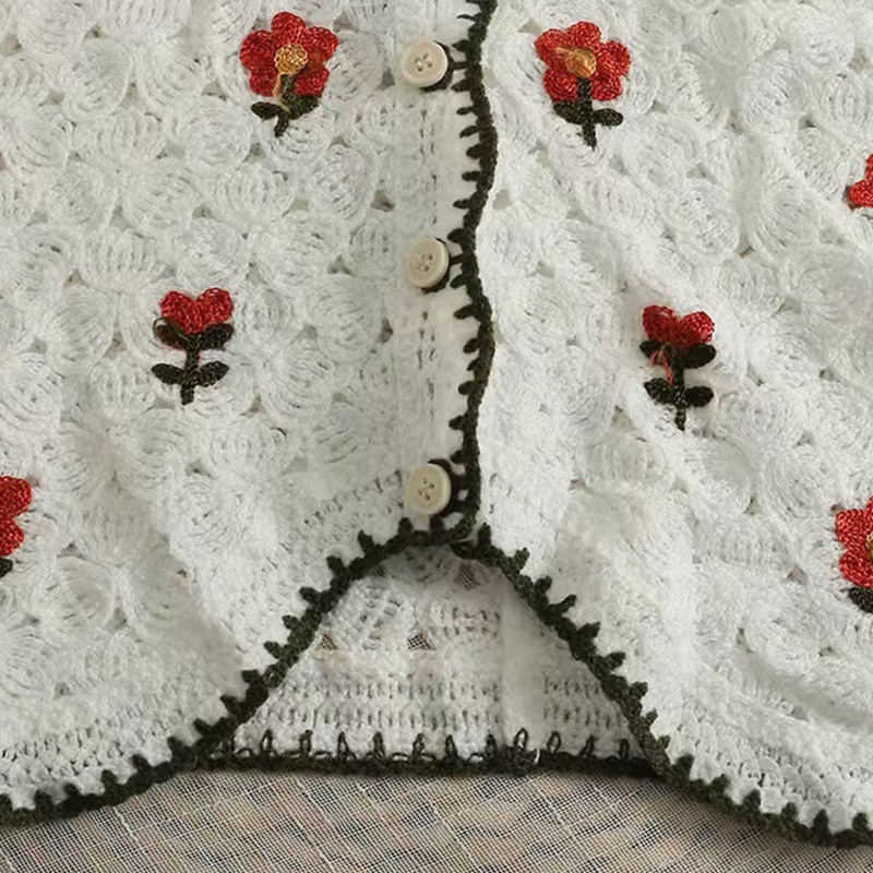 Áo Cardigan Ngắn Tay Cổ Chữ V Thêu Hoa Thời Trang Cho Nữ