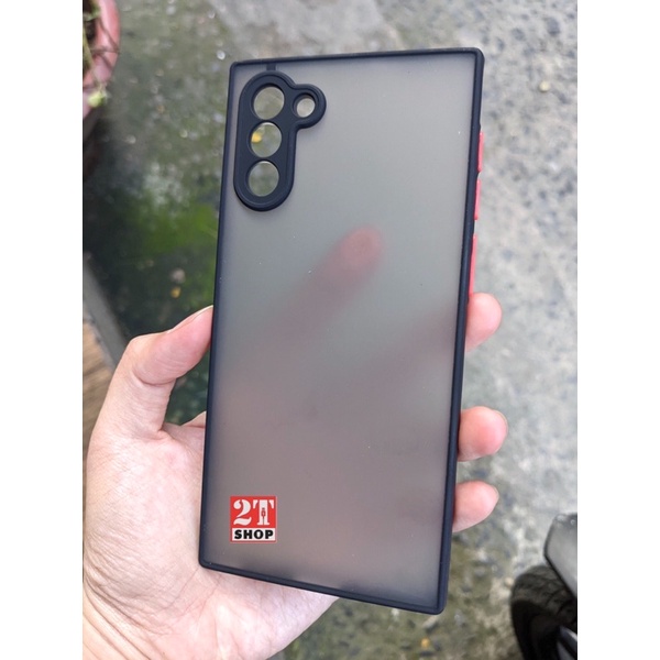 ỐP LƯNG CHỐNG SỐC GALAXY NOTE 10/ NOTE 10 PLUS LƯNG MECA ĐEN NHÁM, VIỀN MÀU CAO SU