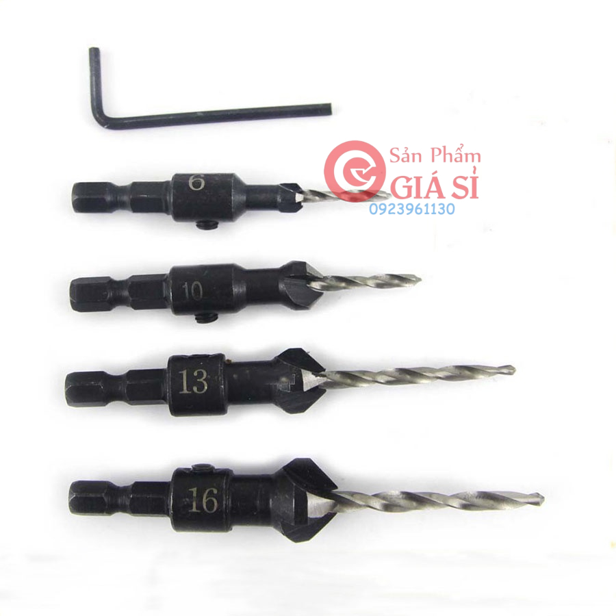 Bộ 4 mũi khoan âm vít gỗ - Mũi khoan 2 tầng - Mũi khoan gỗ chuôi lục ❤️freeship❤️