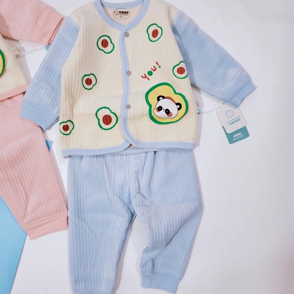 1005 Bộ sơ sinh nhung lót lông mịn cài cúc giữa quảng châu  cho bé (3-8kg)