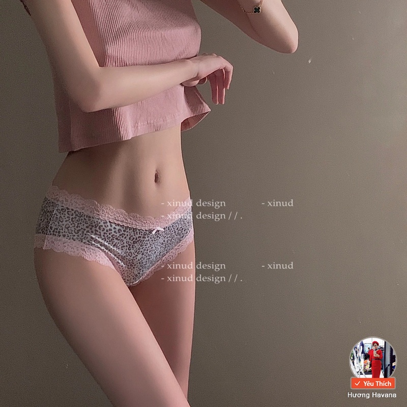 Quần lót nữ lụa băng viền ren da báo - quần chip nữ Havana FLQ89