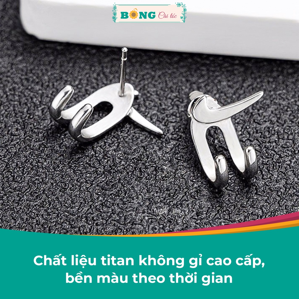 Bông tai titan unisex thiết kế cá tính phong cách Hàn Quốc, thép y tế không gỉ BT110 - khuyên tai BÔNG Cài Tóc