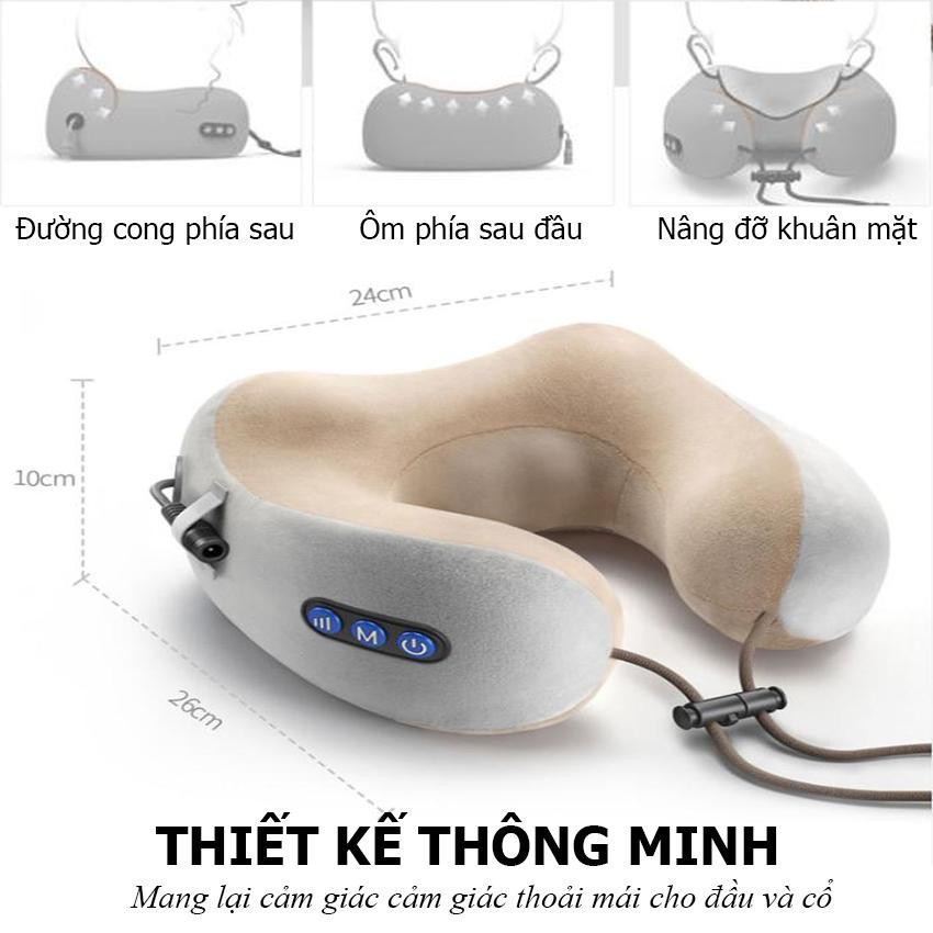 Gối Massage Cổ Chữ U 360 Đa Năng - gối massage vòng cổ hô trợ mát xa vùng cổ, giảm đau nhức vai gáy