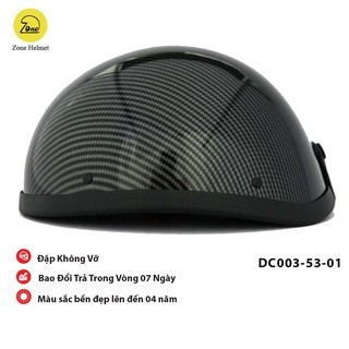 Mũ bảo hiểm nửa đầu đua ngựa Vân Carbon bóng mịn CAO CẤP