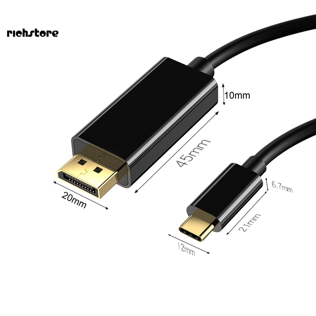 Dây Cáp Chuyển Đổi Usb-C Siêu Nhẹ 1.8m Usb 3.1 Type-C Sang Dp Hd-Compatible Có Thể Tái Sử Dụng Cho Máy Tính | BigBuy360 - bigbuy360.vn