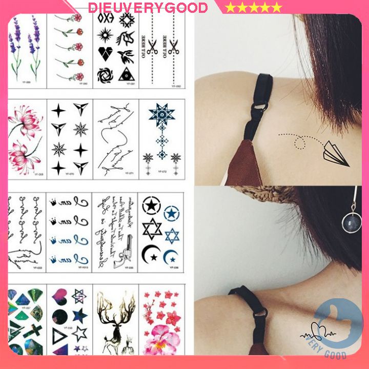 Set ,bộ,gói 30 miếng dán hình xăm nước tatoo xăm tạm thời 15 ngày mini tattoo đẹp lạ dvrg dieushop