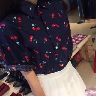 Áo sơ mi quả cherry nhỏ