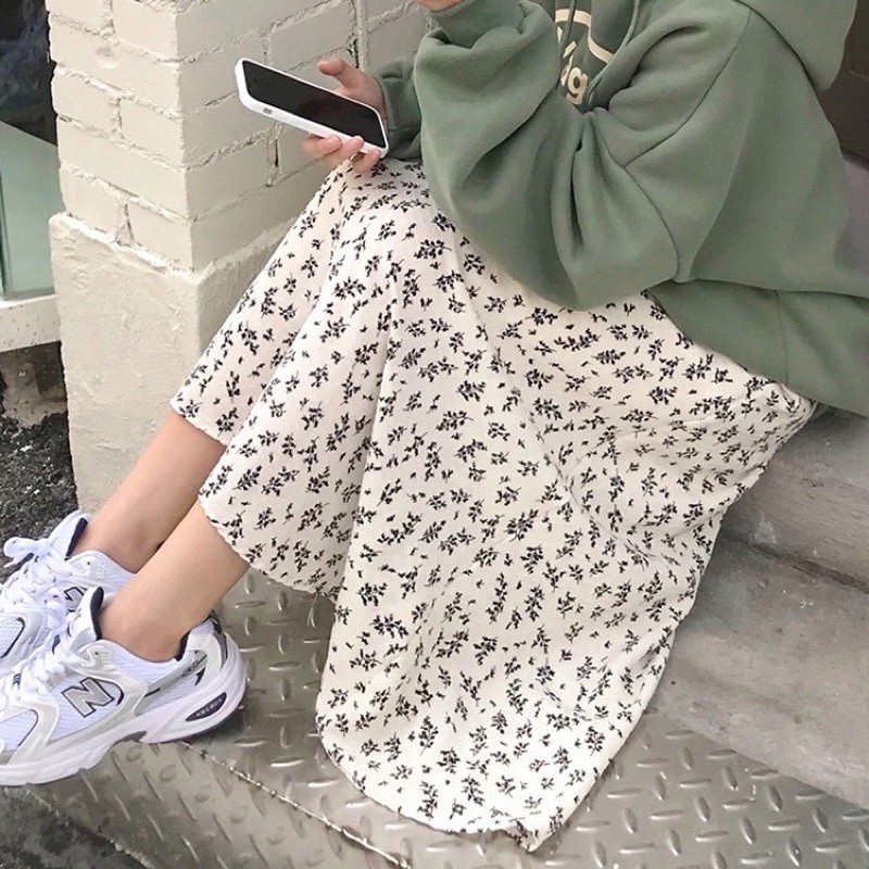 Chân váy hoa nhí vintage dáng dài qua gối 2 màu (video/sẵn/hình thật) | BigBuy360 - bigbuy360.vn