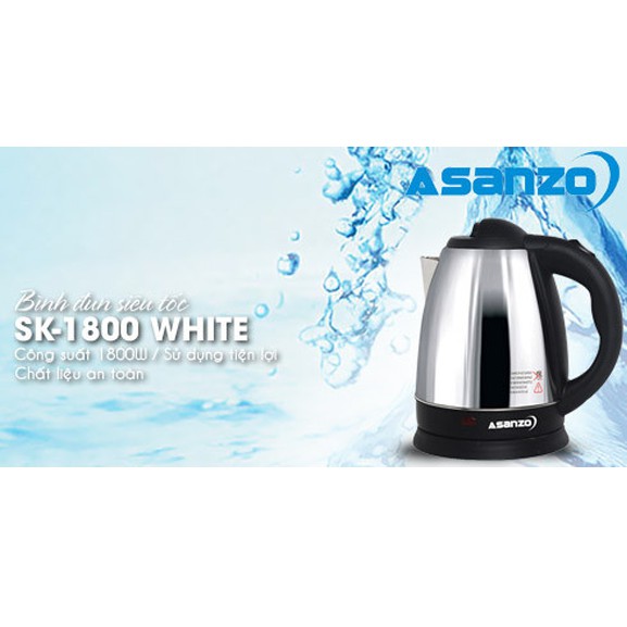 Ấm siêu tốc Asanzo SK-1800 1,8L (Bạc)