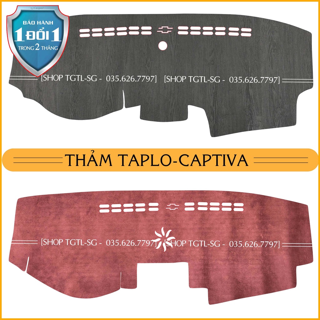 [Captiva 2006 đến 2010] Thảm Taplo oto loại da vân gỗ,da cacbon,da nỉ đen và nhung lông cừu dày 3 lớp