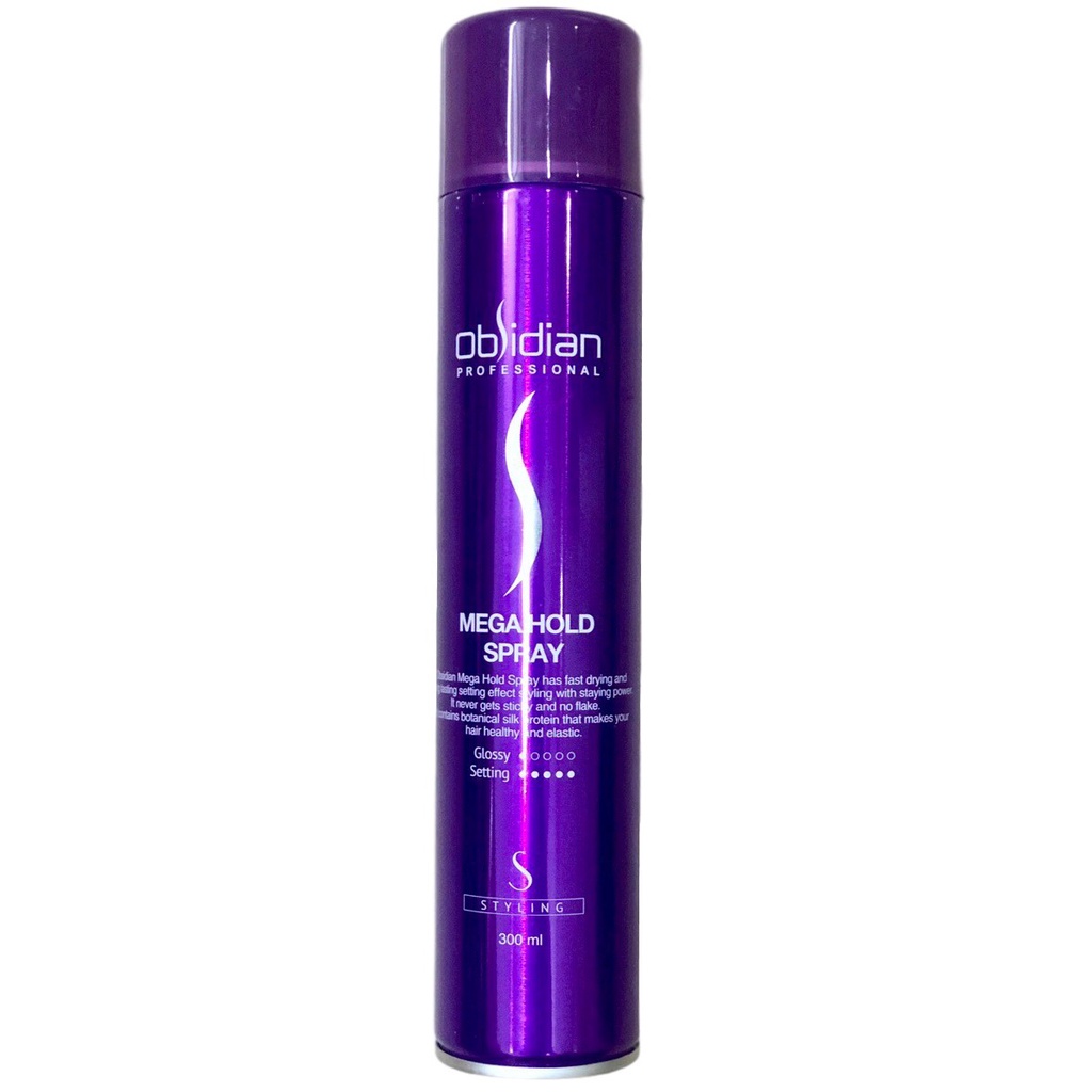 Gôm xịt tạo kiểu tóc siêu cứng Obsidian tạo độ cứng, giữ nếp tóc Mega Hold Spray Hàn Quốc 300ml