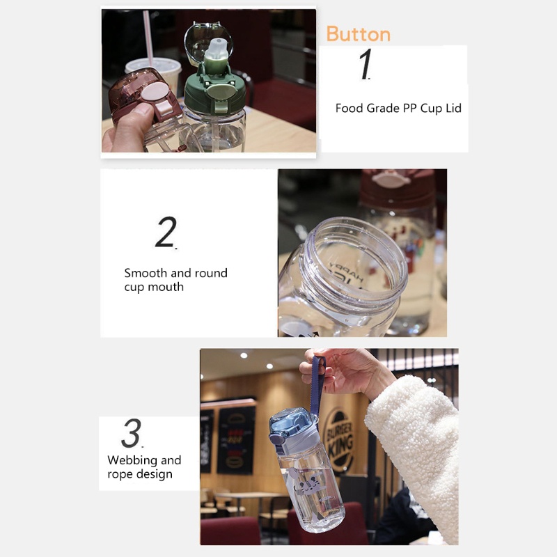 Bình Nước 550ML Họa Tiết Động Vật Hoạt Hình Dễ Thương Cho Bé