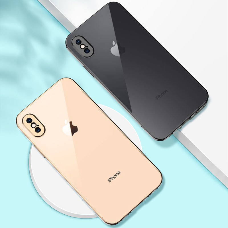 ✟✷ Ốp iphone Phụ kiện điện thoại lưng [Second change 12] xs max mobile phone case straight side electroplating iPhoneX all-inclusive transparent men s and women models